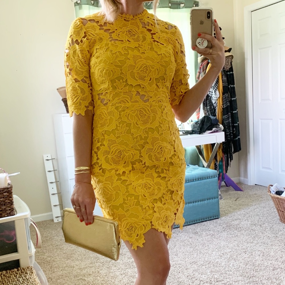 Yellow floral mini dress